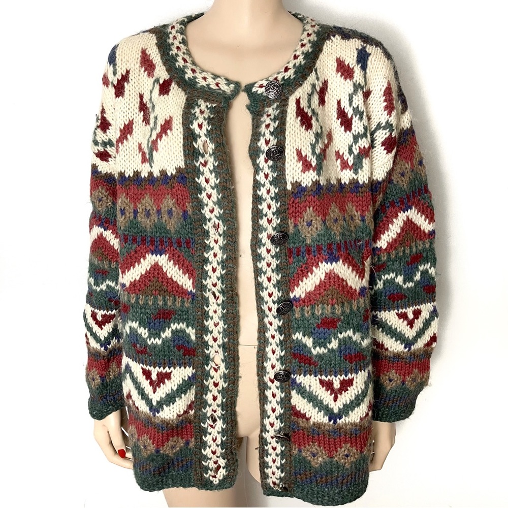 Vintage 1994 Icelandic Design 100% wool oversized button down cardigan